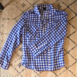 Blue checkered Express Portofino Blouse